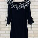 Loft  NWT Navy Lace Appliqué Off the Shoulder Shift Dress Size S Photo 2