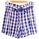 Joie  Gingham Shorts Blue & White Check Cotton Paper Bag Waist Women’s Size XL Photo 9