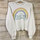 Grayson Threads cotton graphic Lucky rainbow white sweatshirt Size Medium Photo 3