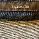 Liz Claiborne  dark wash blue denim zip up jacket. Snap collar women’s small Photo 4