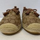 Coach NWOT  Carson Espadrille Loafers Women's 9.5 Khaki/Saddle Flats Logo Tassels Photo 2