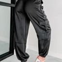 Nana Macs Black High Waist Satin Joggers Small  Photo 1