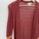 Xxi Boutique  Burgundy Knit Long Sleeve Duster Open Front Cardigan Sweater Medium Photo 2