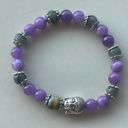 Dream tiger eye Buddha head labradorite kunzite ONE NEW stretch bracelet hand cr Purple Photo 5