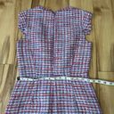 J.Crew  Tweed Blue And Pink Woven Pattern Sheath Dress Sz 00 With Fringe Photo 6