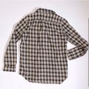 Brandy Melville Women's One Size Flannel Plaid Button Up Shirt Tan Beige & Black Photo 1