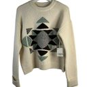 a.n.a  Crewneck Pullover Quilt Tribal Pattern Sweater Long Sleeve Cream Size M Photo 1