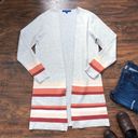 Apt. 9  • striped coatigan sweater grey orange cardigan duster longline open Photo 1