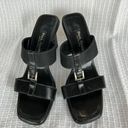 Paul Green  Sandals 6.5‎ Block Heel Black Leather Open Toe Slip On Shoes Handmade Photo 6