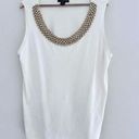 August Silk  cream gold beaded sleeveless top sz 2XL Photo 0