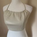 Good American  Vacay Strappy Halter Top in Bone Faux Leather Size 1 (Small) NEW Photo 2