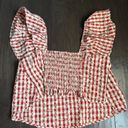 Marshalls Red And White Checkered Peplum Top Photo 2