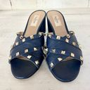 Valentino Garavani  Rockstud Crisscross Leather Mules Sandals Blue Women 38.5 / 8 Photo 7