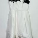 Halston Heritage  White Black Floral Applique Strapless Fit Flare Cocktail Dress Photo 3