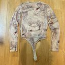 Blush  Bodysuit Sheer Mesh Swan Print Long Sleeve Size Small Photo 3