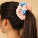 Large Blue And Pink Two Tone Minky Dots Scrunchie Hair Tie Hair Accessory Multiple Photo 2