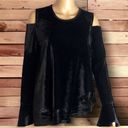 Harvé Benard Harve Benard Black Velvet Long Sleeve Cold Shoulder Bell Sleeve Top Womens Small Photo 1