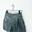 Susana Monaco  Faux Leather Pleated Shorts Dark Green Size Medium Photo 3