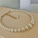 American Vintage Vintage “Ligeia” Ivory Wire Pearl Choker Structured Gold Classic Femme Bridal Photo 3