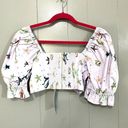 Hill House Sea Creatures The Isabella Cottagecore Mermaid Tie Front Crop Top S Photo 5