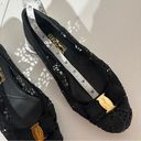 Salvatore Ferragamo  Black Lace Bow Ballerina Flat - Size 9.5 Photo 8