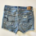 American Eagle AEO Medium Wash Crochet Wash Hi-Rise Shortie Shorts 4 Photo 6