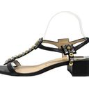 Christian Louboutin  Kaleidra Metallic Silver Gold Studded Black Leather Sandals Photo 0