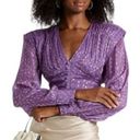 Rococo  Sand Button-Embellished Metallic Georgette Blouse in Purple/Gold Photo 12