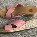 UGG  Pink Leather Criss Cross Mule Wedge Sandals Women's 7.5 Photo 4