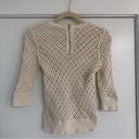 Maje women’s size 2 creamy white mesh style elbow sleeve top sheer gold zipper Photo 2