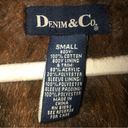 Denim & Co  Vintage Brown Denim Coat Faux Fur Lined Cuffs Collar Button Front SMALL Photo 11