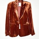 Mango  Womens Velvet Suit Blazer Button Front Lapel-Collar Welt Pockets Brown M Photo 2