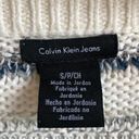 Calvin Klein Jeans  Cream, Blue, & Gray Striped Crew Neck Sweater Photo 2