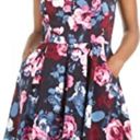 Trixxi Navy Blue Pink Floral Swing Mini Dress Photo 0