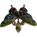 Multi Colored Enamel Gold Tone Butterfly with Multi Colored Rhinestone Pendant Photo 2