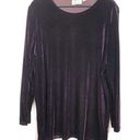 Kathie Lee Collection  Plum Purple Velvet Top Pullover Blouse XL Retro Vintage Photo 0