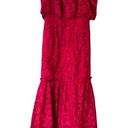 Monique Lhuillier  Lace Sleeveless Ruffled Tiered Maxi Gown Dress Fuschia Sz 8 Photo 0