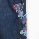 J.Jill  Size 2 Jeans Embroidered Floral Dark Blue Slim Ankle Cropped Pants 1303 Photo 4