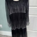 Garnet Hill  Black with gray sequins round neck mesh dress size 12 Photo 0