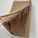 J. McLaughlin  Womens Ines Skirt 6 Wool Tan Pencil Wrap Fringe Lined Knee Modest Photo 5