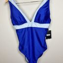 DKNY  LAPIS Plunging Colorblocked One-Piece Swimsuit, US Size 10 NEW Blue Photo 2