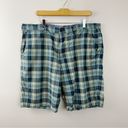 J.Crew  Cotton Blue Madras Plaid Flat Front Preppy Club Long Shorts mens 38 Photo 0