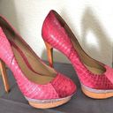 Brian Atwood  Pink Snakeskin Platform Pumps Heels - Size 6 Photo 3