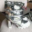 Christian Louboutin  Oriona Lug Puffer Boots 100 in Silver Photo 3