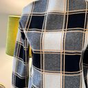 Tahari  Window Pane Plaid Black White Yellow Long Sleeve Mock Neck Sweater L Photo 1