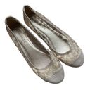 Rampage  Floral Embroidered Sheer Mesh and Taupe Suede Ballet Flats Size 8.5 Photo 0