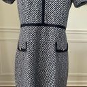 Talbots  Textured Stripe Ponte Sheath Dress Navy Blue S Photo 3