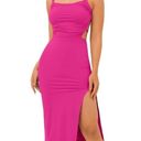 Halara  Ruched Crisscross Lace Up Split Bodycon Dress -Fuchsia Fedora- size S Photo 0