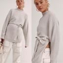 Free People beach light gray byron cotton oversized tie back sweater size medium Photo 0