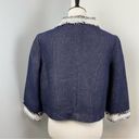 Doncaster  Blue Tweed Fringe 3/4 Sleeve Crop Blazer Jacket Size 12 Photo 6